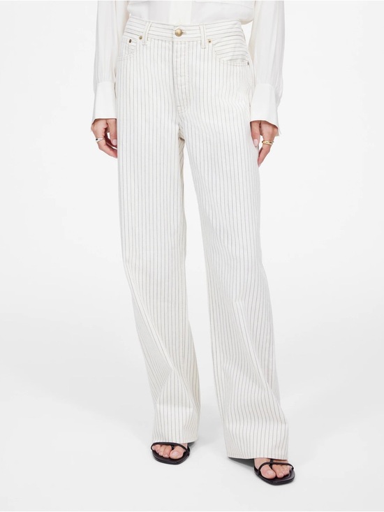 Madewell Pants - Madewell Low-Slung Baggy Jeans Grey Railroad Stripe-Rigid 23